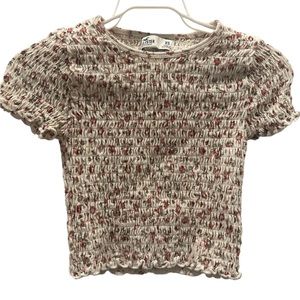 Hollister White Floral Short Sleeve Top